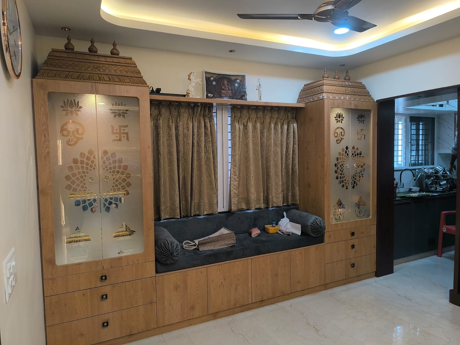Traditional twin pooja mandir cabinet unit