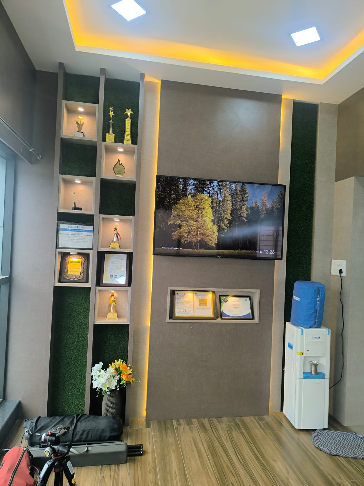 Awards and trophy wall display